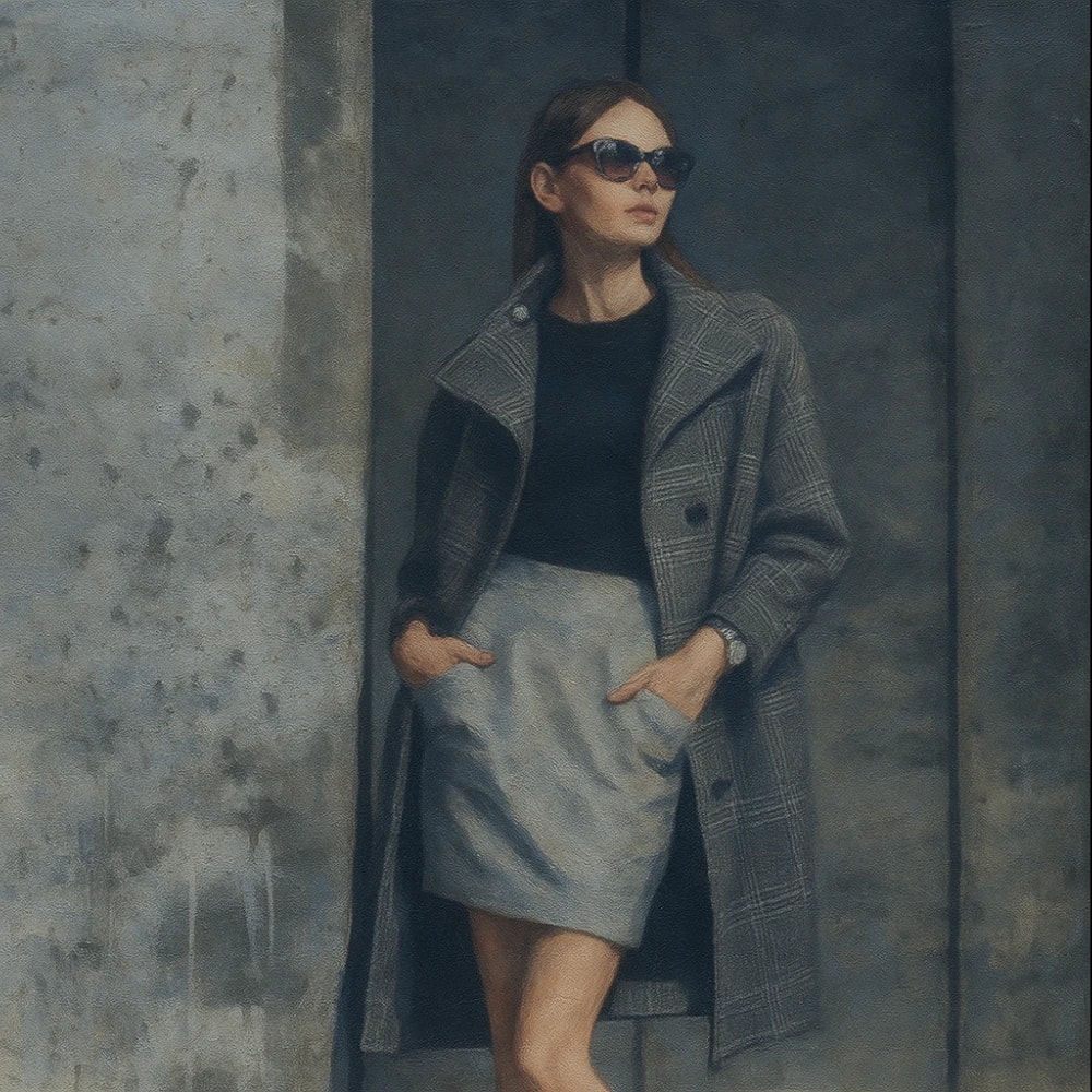 Metal chain necklace on a pink textured background